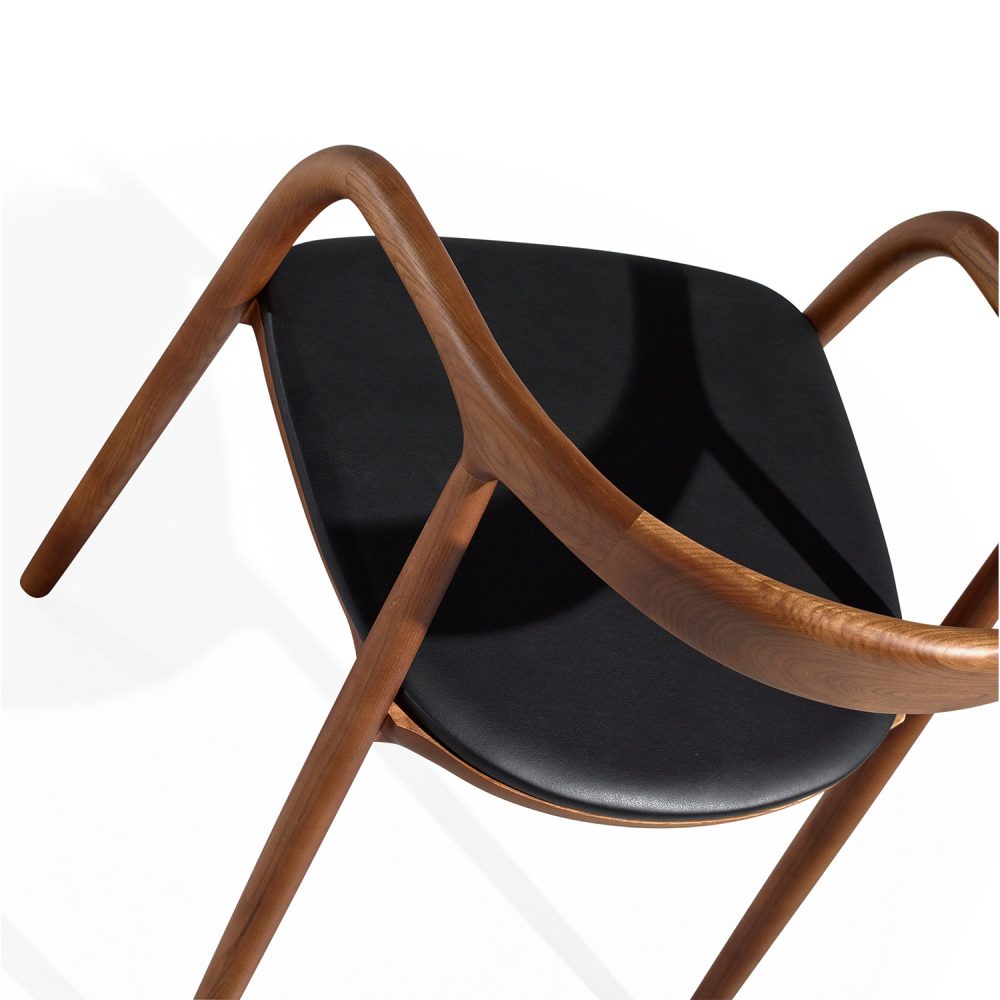 Cadeira Nordic Com Assento Em Pele Preta Elegante Jleal 3