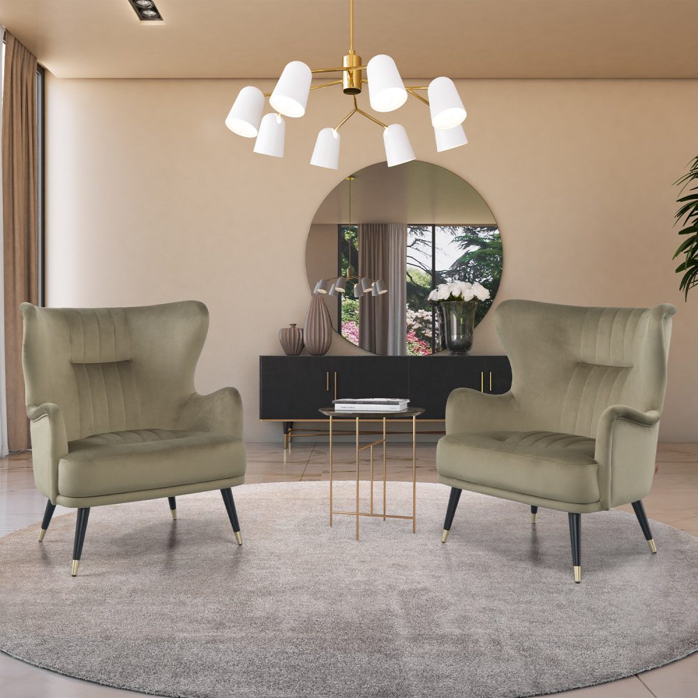 Cadeirao Elegance Verde Numa Sala De Estar Jleal Estofo