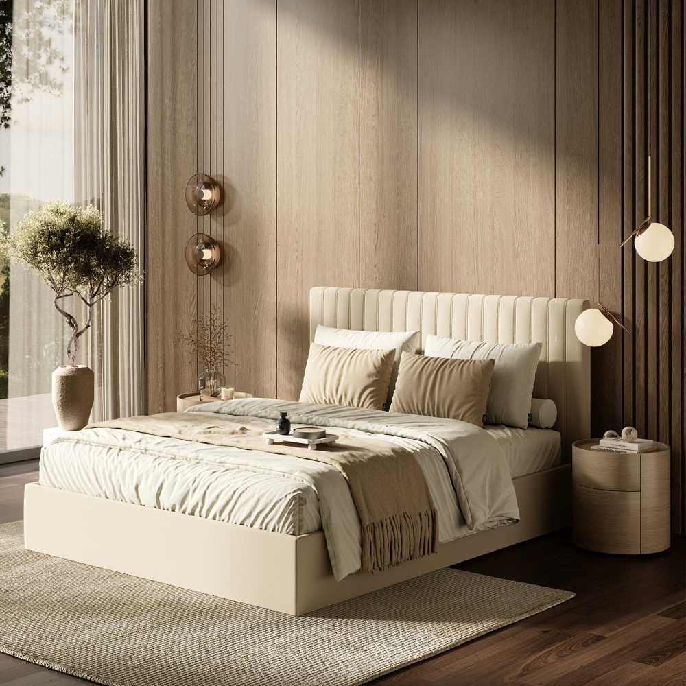 Cama Camila De Casal Num Quarto Moderno E Aconchegante Jleal Estofo
