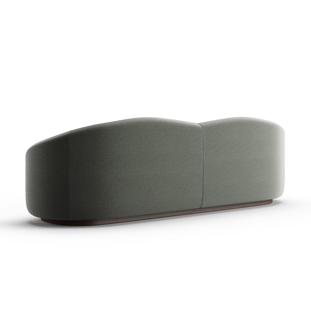 Sofa Flow De 3 Lugares Em Verde Com Rodape Em Madeira Escura Eucalipto Jleal 9