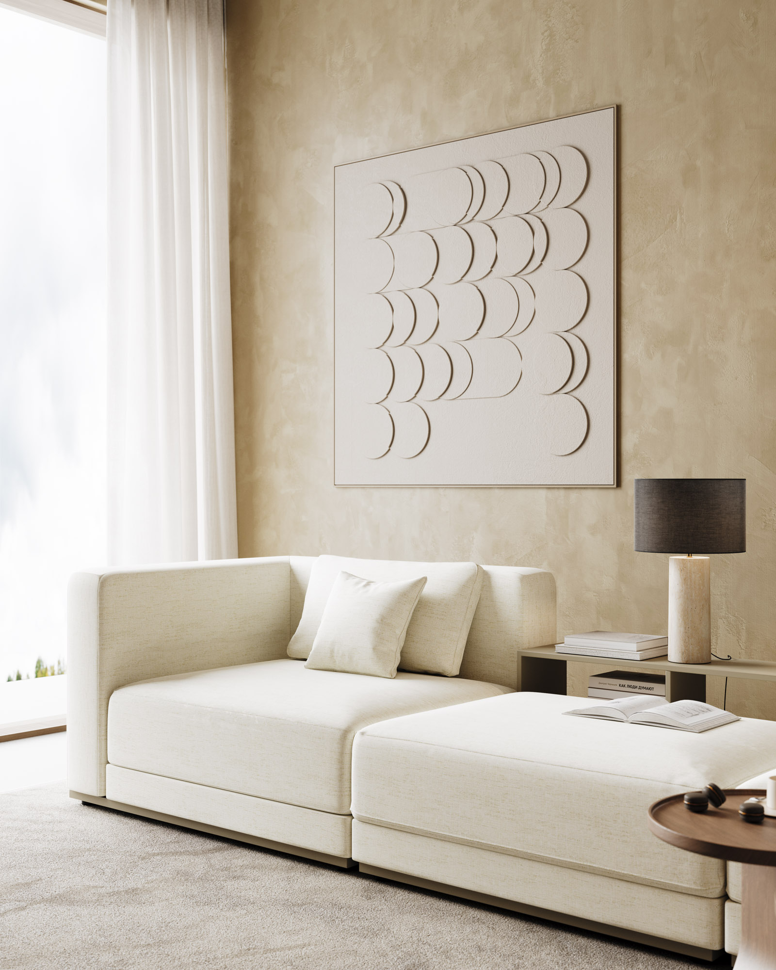 Sofa Modular Essence Em Branco Com Mesa De Apoio Jleal 5