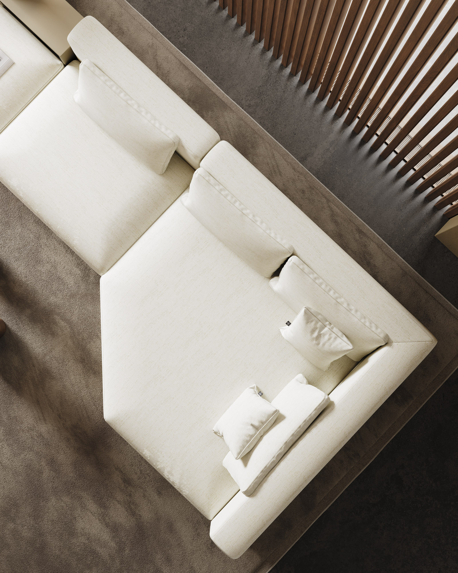 Sofa Modular Essence Em Branco Com Mesa De Apoio Jleal 6