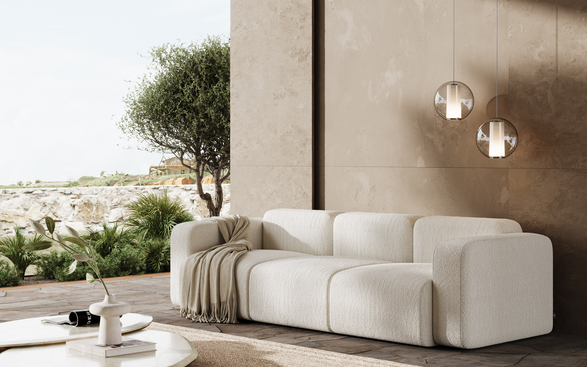 Sofa Modular Loft Em Tecido Boucle Branco Com Design Moderno E Confortavel Jleal 4